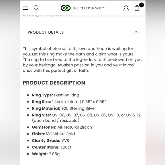 The Celtic Knot - 18k white gold ring, size 5 - Picture 10 of 10